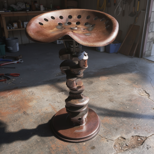 Rustic Tractor Seat Crankshaft Bar Stool | SWIVELING | Pierced