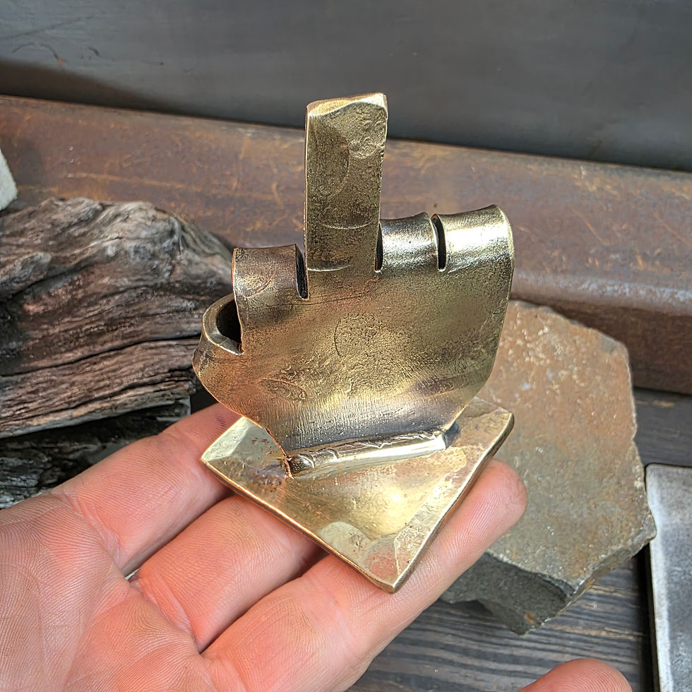Thumbnail: Forged Brass Middle Finger Desk Art Sculpture