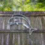 Thumbnail: Handcrafted aluminum Mahi fish nautical sculpture with bent and welded pipe frame