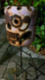 Thumbnail: Welded metal skeleton sculpture with distressed white skull design