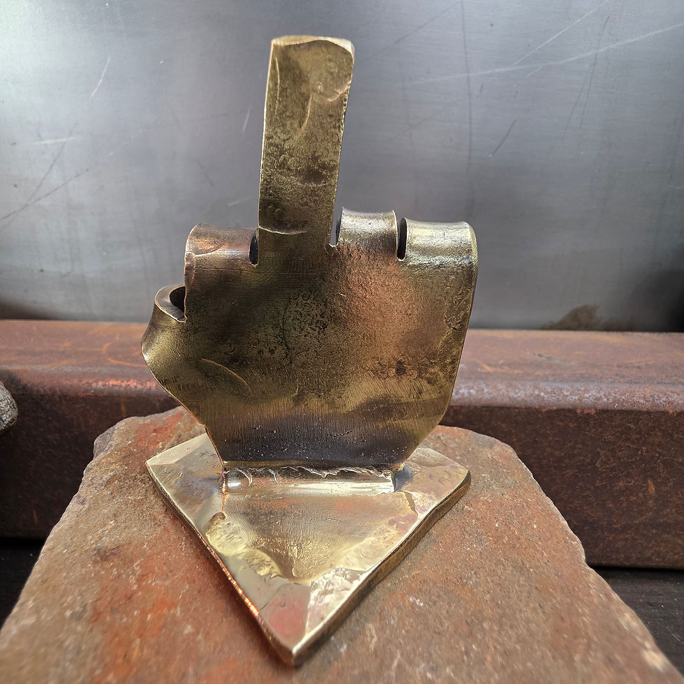 Thumbnail: Forged Brass Middle Finger Desk Art Sculpture