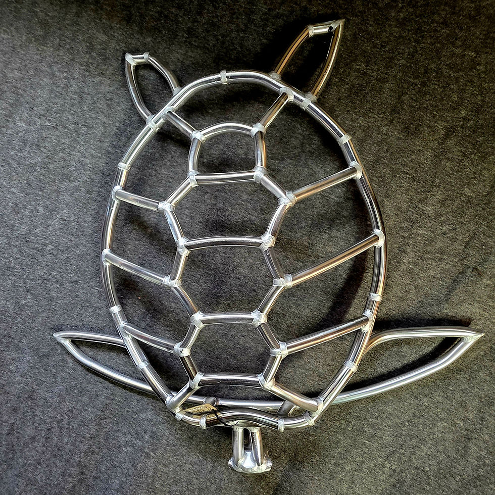 Thumbnail: Coastal aluminum turtle sculpture with polished metal finish and handcrafted marine-inspired design