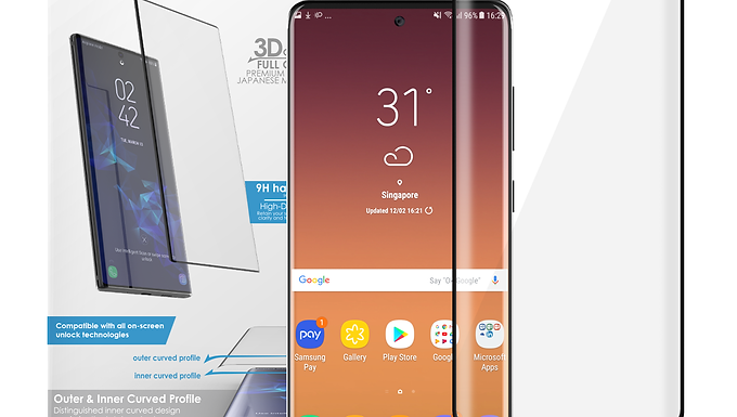 Samsung S20/S20 Plus/S20 Ultra -3D Curved Full Glue Full Cover Screen Protector