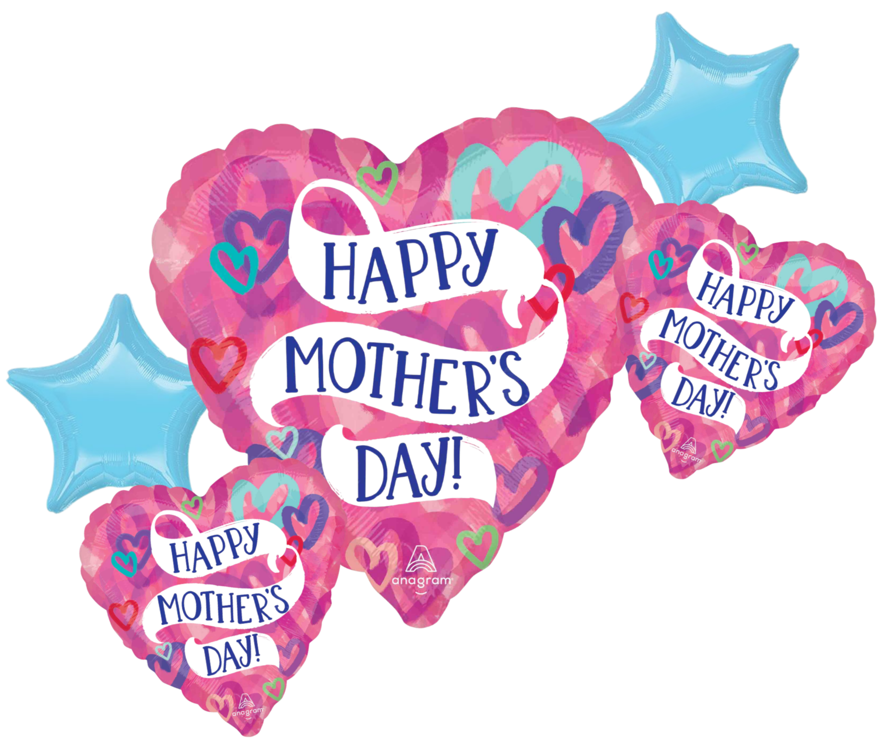 5 Piece Happy Mother's Day Layered Heart Bouquet