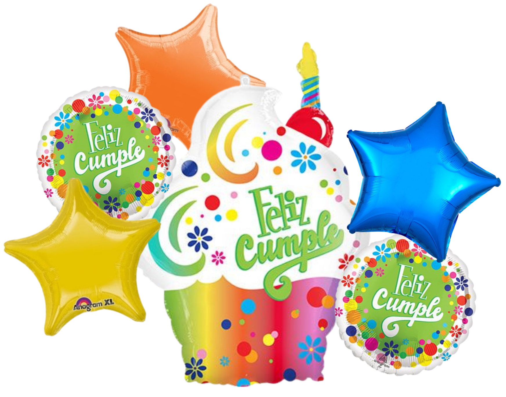 6 Piece Feliz Cumpleanos Cupcake Bouquet