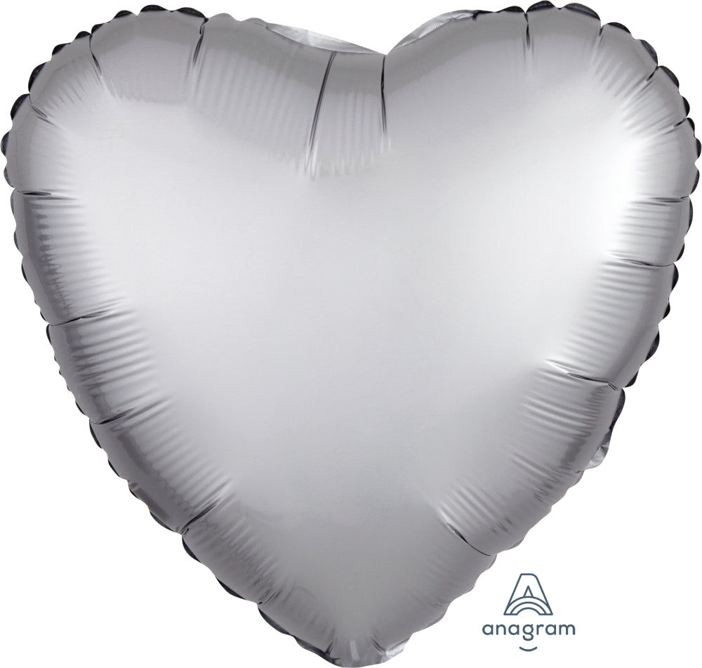 18" Satin Luxe Platinum Heart Foil