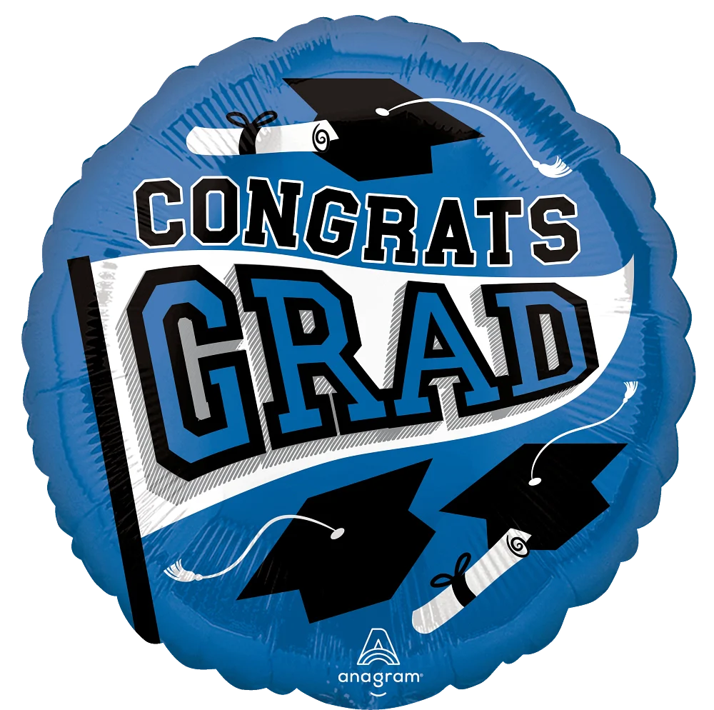 18" Graduation Balloon - Congrats Grad Blue
