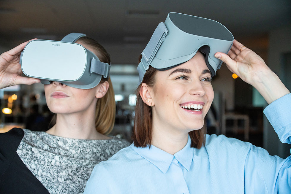Women meditating in VR
