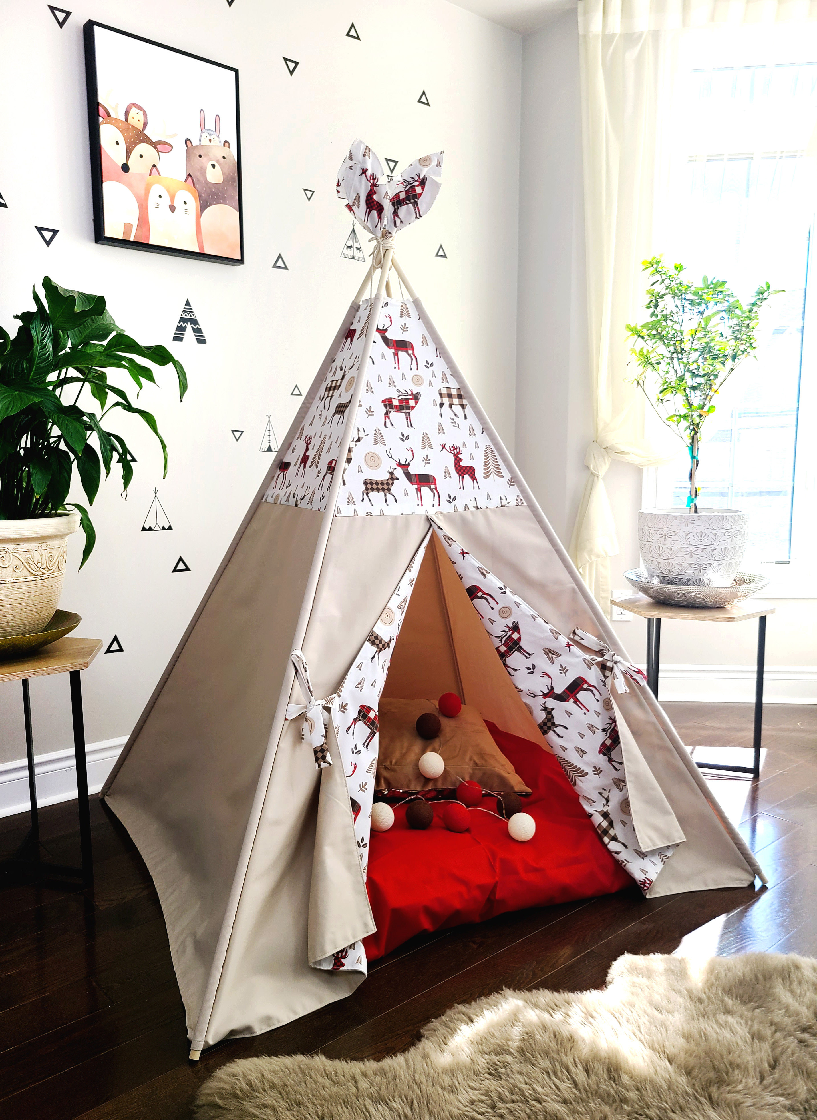 【ですのでご】 Large Kids Teepee Tent，Teepee Tent， Big Enough for The