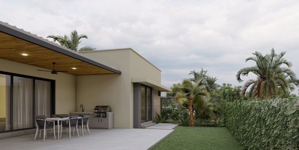 Backyard.
Swimming pool and outside washroom are optional.