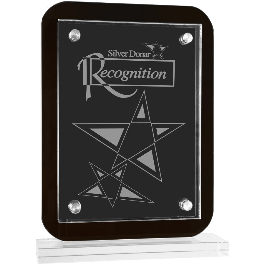 Thumbnail: Black Floating Glass Stand-up Plaque
