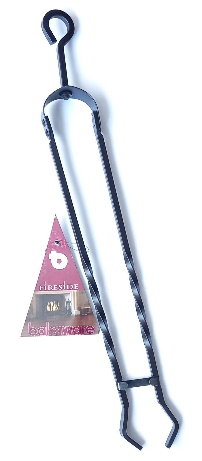 Fireside Coal Tongs Cast Iron Matt Black Heavy Duty Long Reach 18"