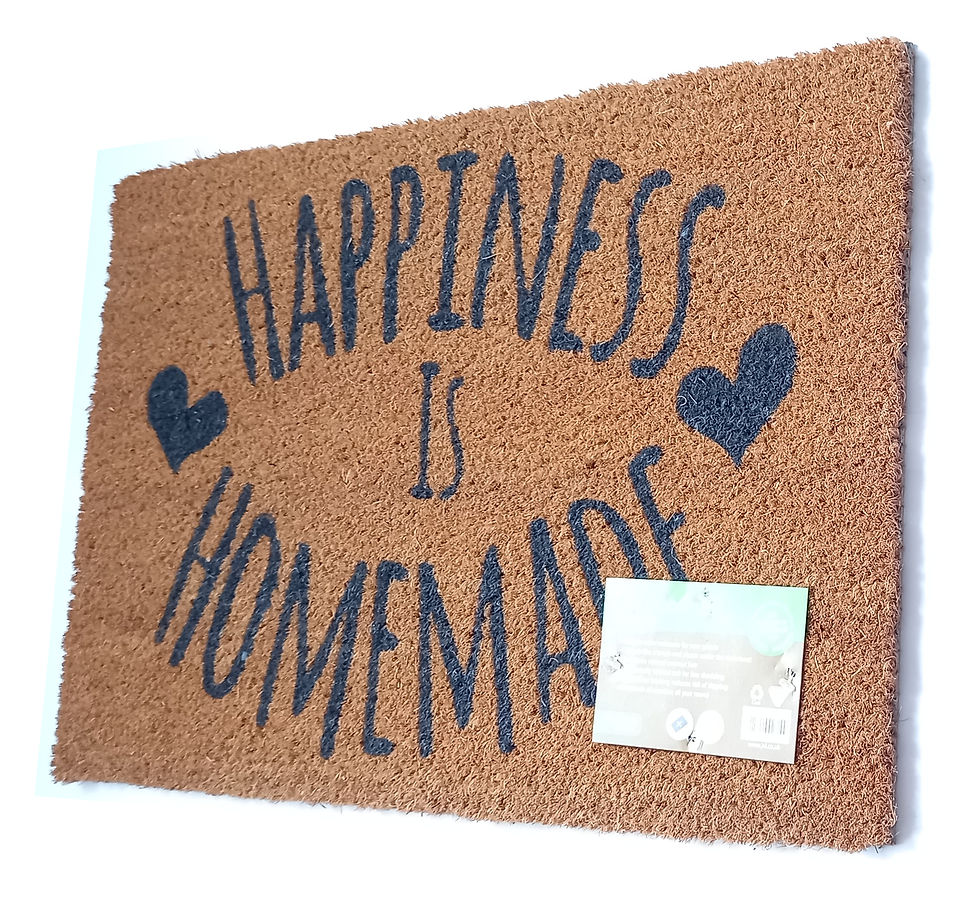 JVL Novelty Door Mat Natural Coir 'Happiness Is Homemade' 40cm x 60cm