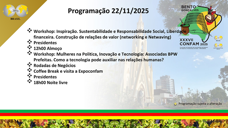 Programação CONFAM 2025 dia 22-11