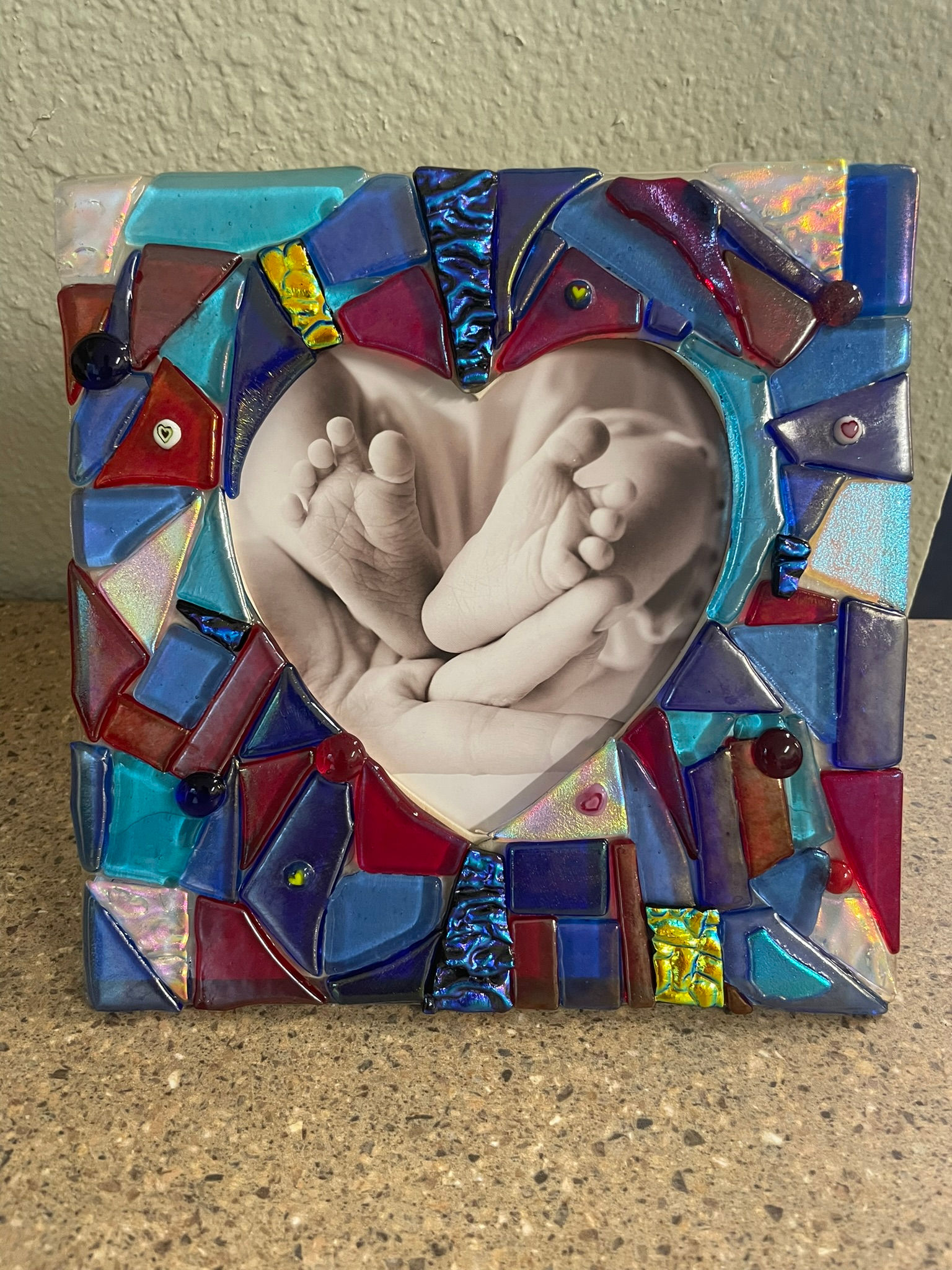 Fused Glass Heart Picture Frame