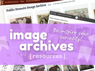 screenshots of websites with text overlaid saying "image archives to inspire your curiosity"