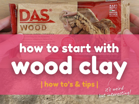 Text says How To Start With Wood Clay, with a wood clay packet in background