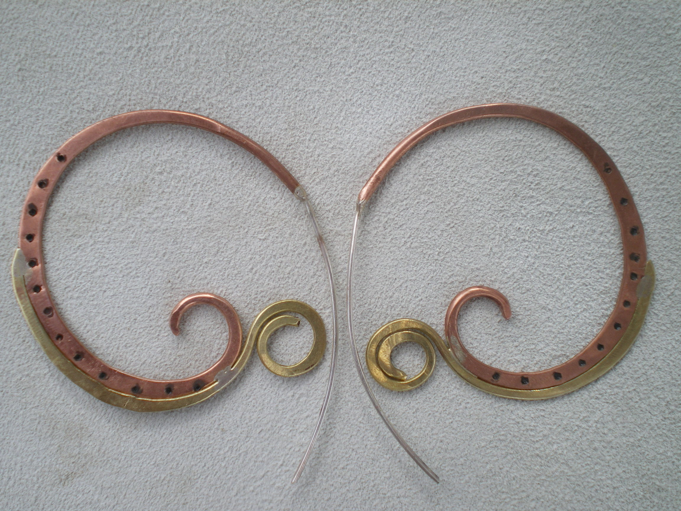 Espirales Ganchos Fusión Plata, cobre y latón