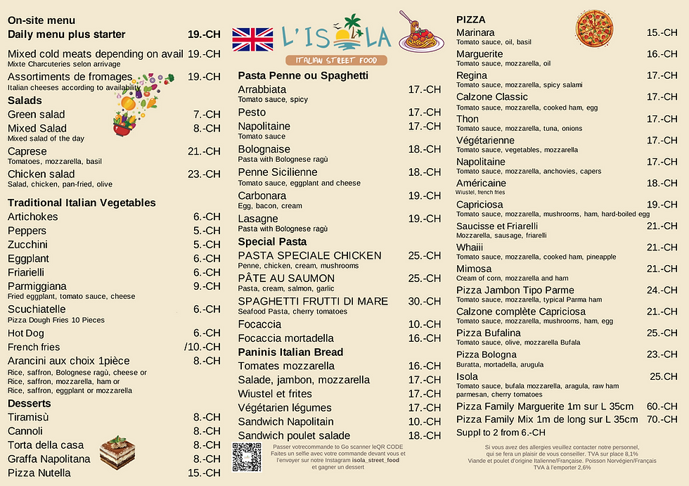 carte sur place aout en anglais