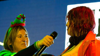 Andy & Steph on stage at Trinity Square gateshead for the Christmas Lights 2022