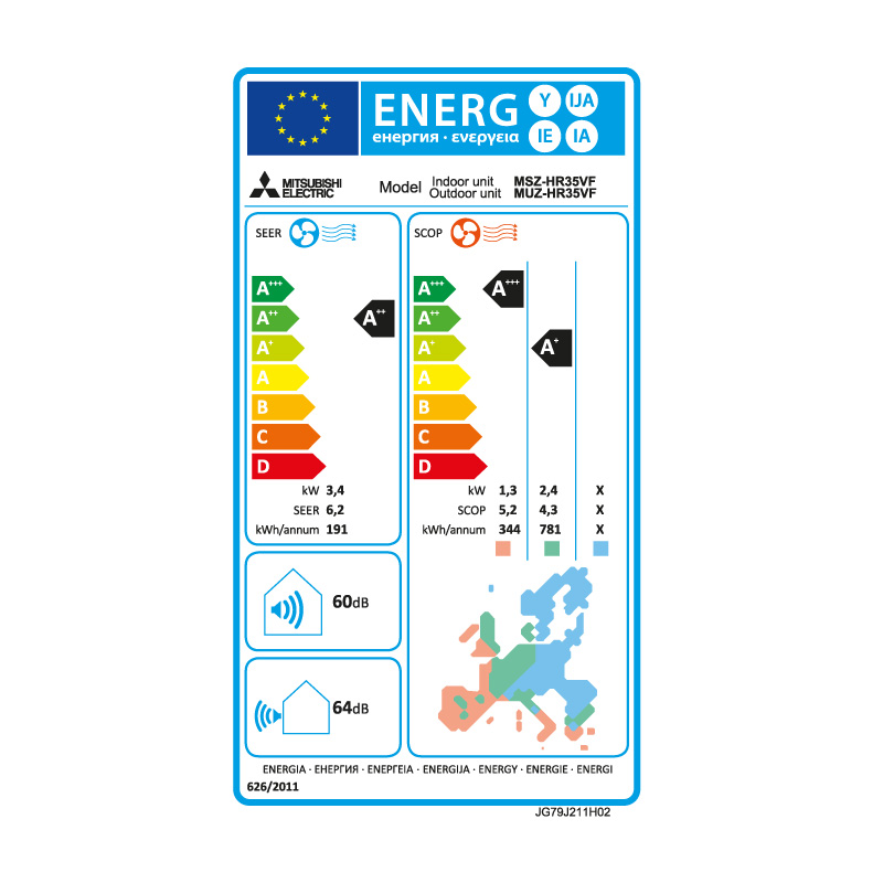 Miniaturbild: Mitsubishi MSZ-HR35VF + Außengerät MUZ-HR35VF 3,4kW