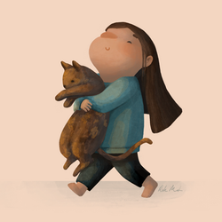 Eliana and Maisie the cat