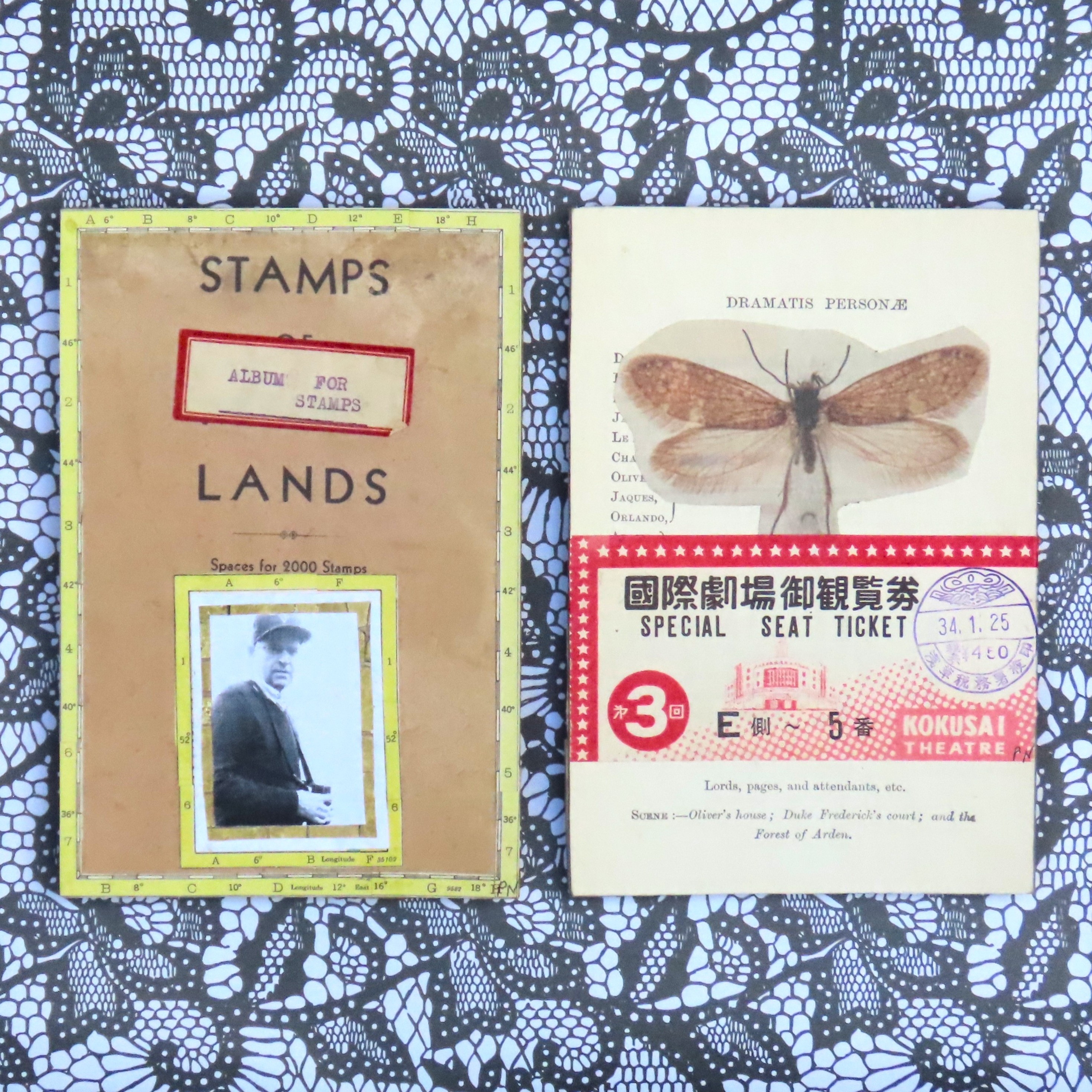 A stamp book made of collage
