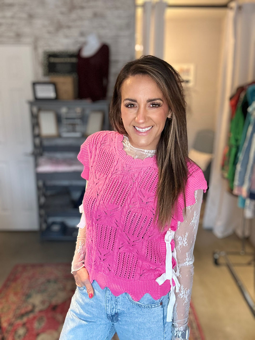 Thumbnail: 242 -Pink Petal Pointelle Sweater