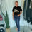 Thumbnail: 254 -Distressed Roll Up Stretch Mom Jean