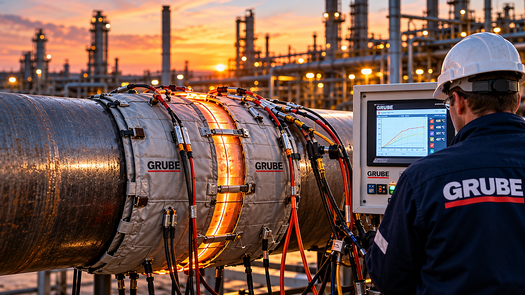 Mitarbeiter der E.GRUPPE bei Post Weld Heat Treatment.