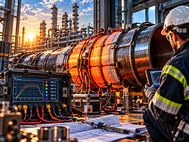 PWHT Wärmebehandlung Industrieservice Glühen an Rohrleitung