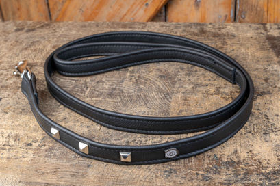 Schwarze Leder-Hundeleine mit Nieten