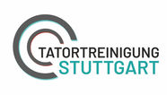 Logo mit Schriftzug TATORTREINIGUNG STUTTGART und Kreisen, weißem Hintergrund.