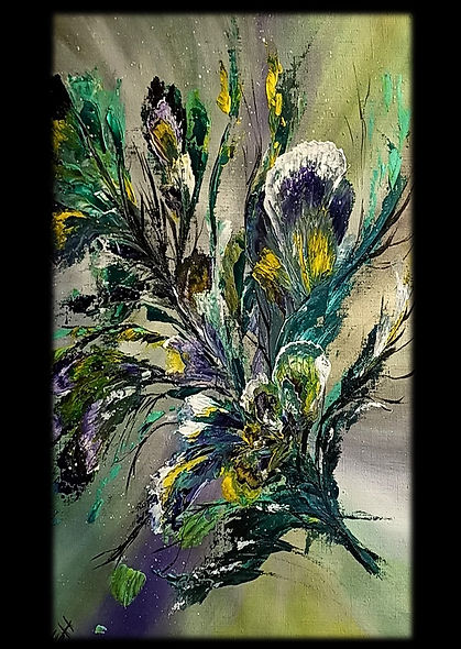 tableau abtrait avec fleurs