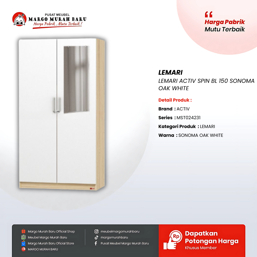 LEMARI ACTIV SPIN BL 150 SONOMA OAK WHITE