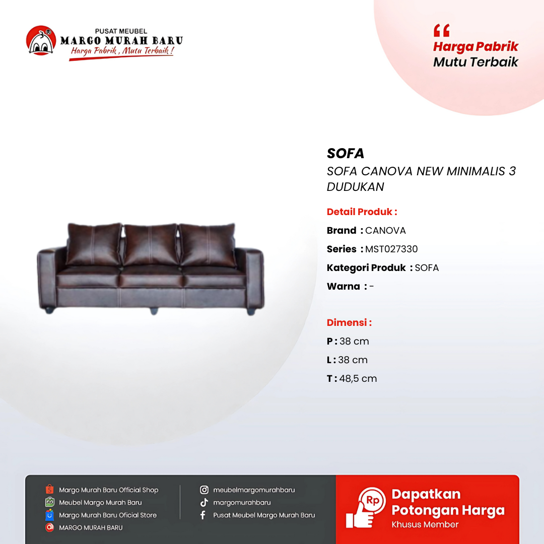 SOFA CANOVA NEW MINIMALIS 3 DUDUKAN