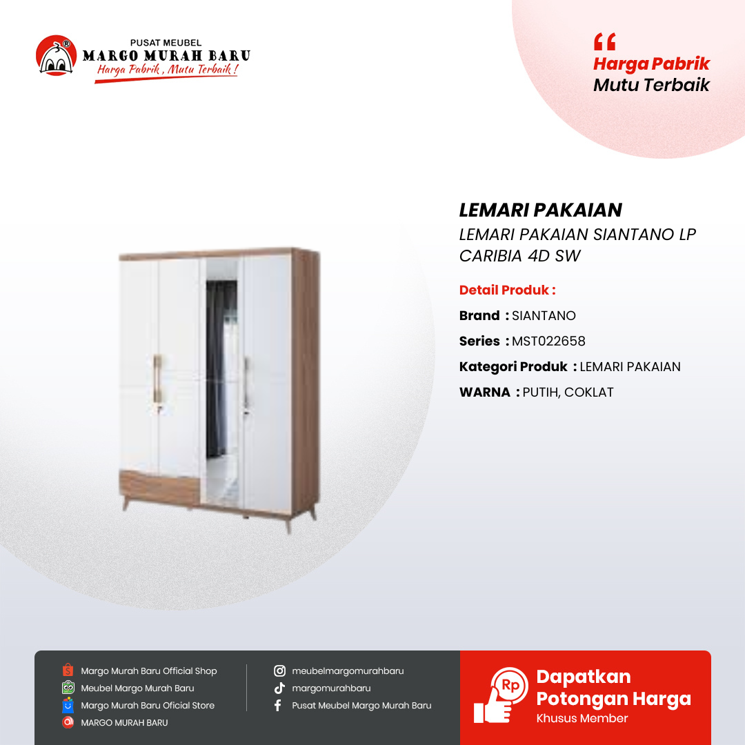 LEMARI PAKAIAN SIANTANO LP CARIBIA 4D SW