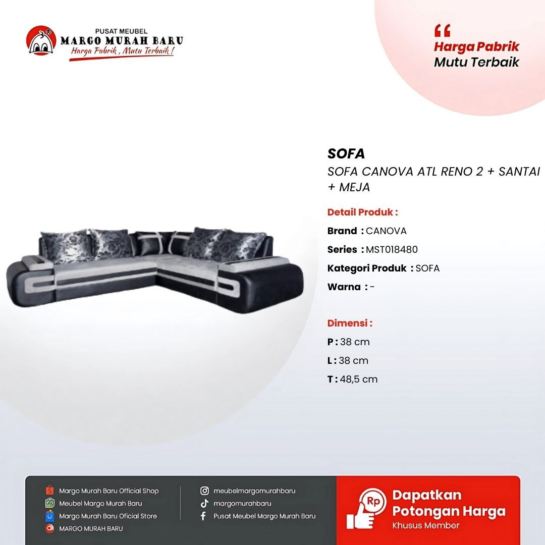 SOFA CANOVA ATL RENO 2 + SANTAI + MEJA