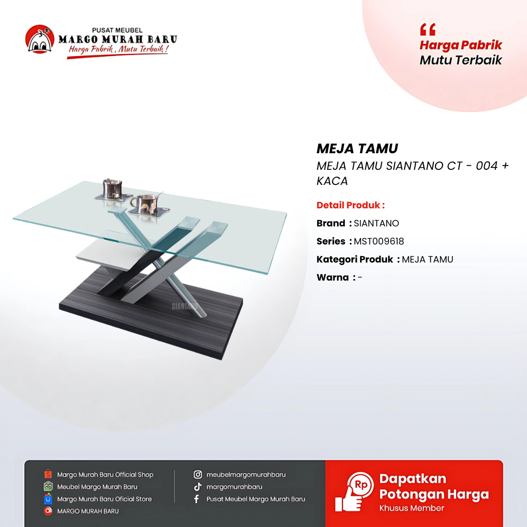 MEJA TAMU SIANTANO CT - 004 + KACA