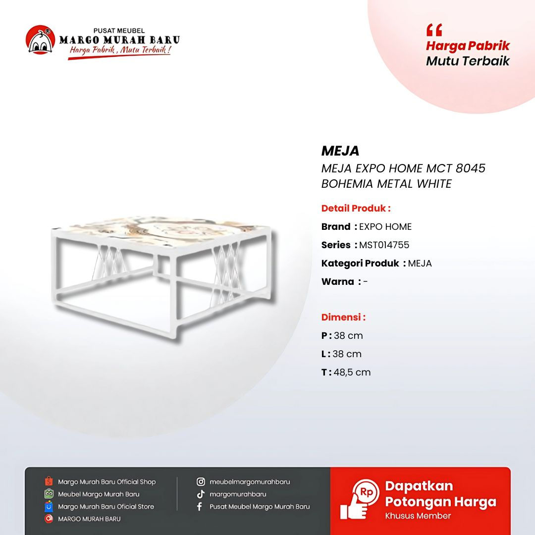 MEJA EXPO HOME MCT 8045 BOHEMIA METAL WHITE