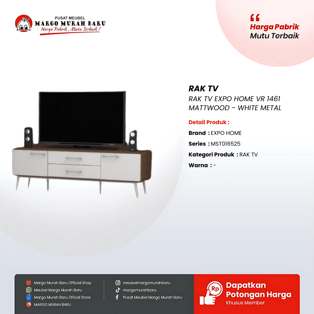 RAK TV EXPO HOME VR 1461 MATTWOOD - WHITE METAL
