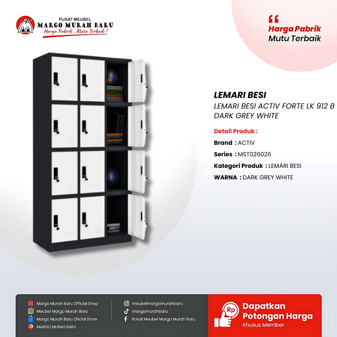 LEMARI BESI ACTIV FORTE LK 912 B DARK GREY WHITE