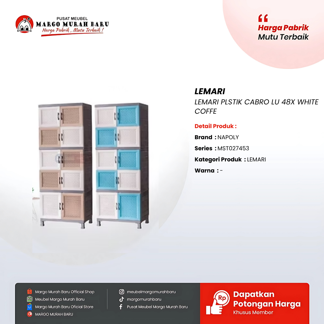 LEMARI PLSTIK CABRO LU 48X WHITE COFFE