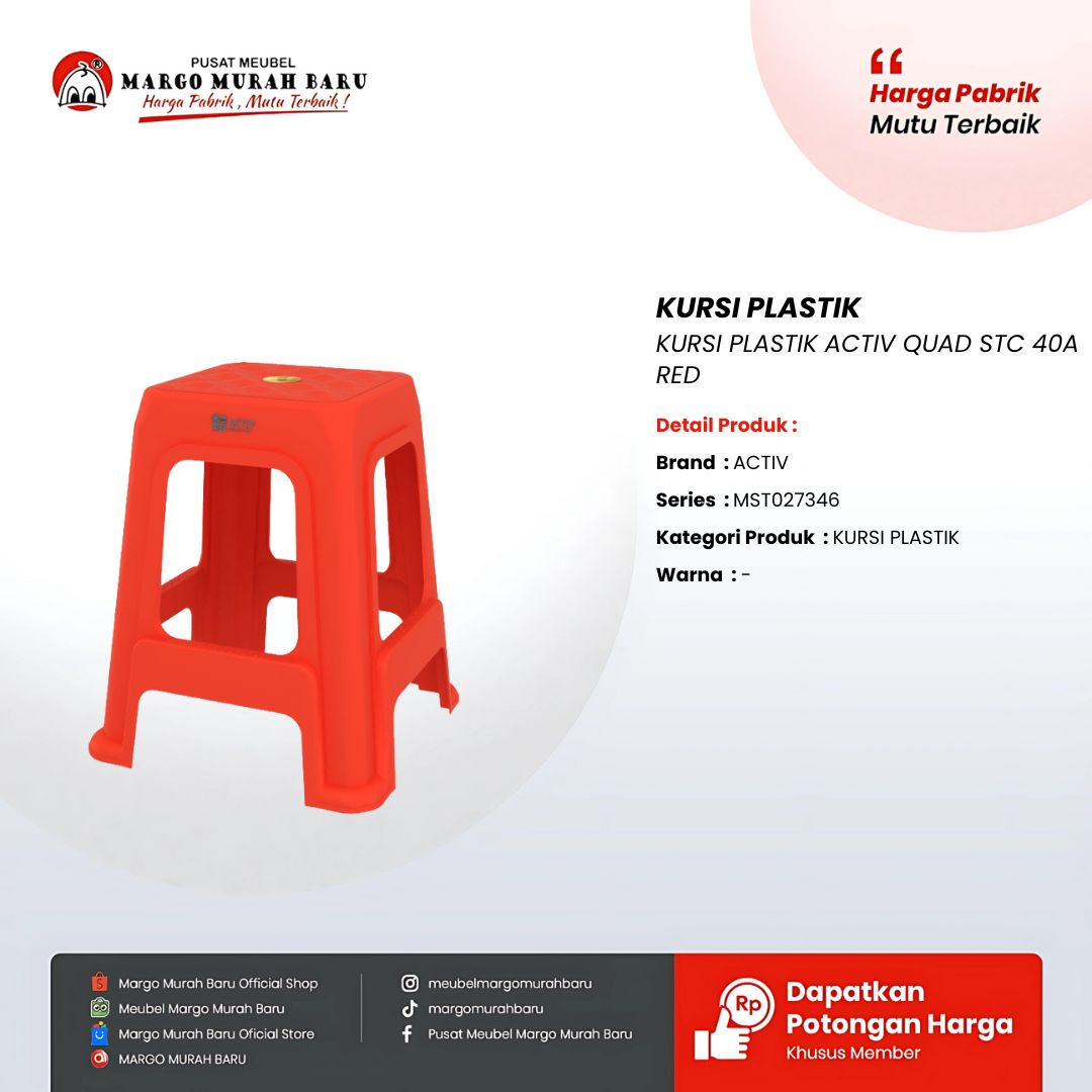 KURSI PLASTIK ACTIV QUAD STC 40A RED