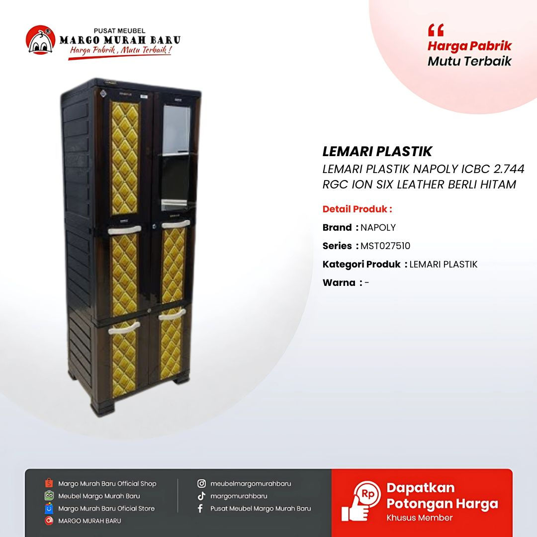 LEMARI PLASTIK NAPOLY ICBC 2.744 RGC ION SIX LEATHER BERLI HITAM