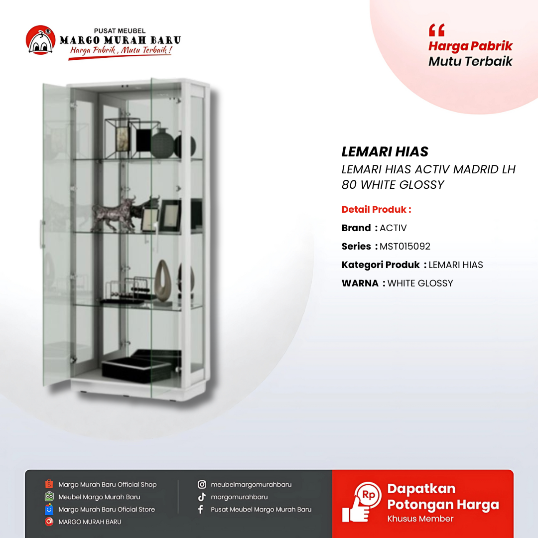 LEMARI HIAS ACTIV MADRID LH 80 WHITE GLOSSY