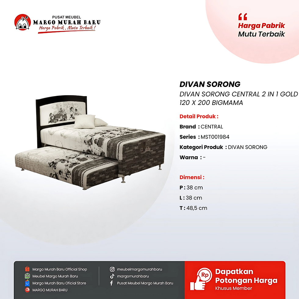 DIVAN SORONG CENTRAL 2 IN 1 GOLD 120 X 200 BIGMAMA