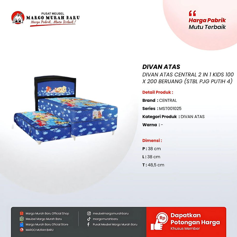 DIVAN ATAS CENTRAL 2 IN 1 KIDS BERUANG (STBL PJG PUTIH 4)