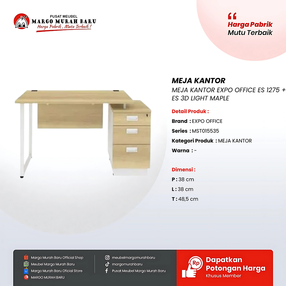 MEJA KANTOR EXPO OFFICE ES 1275 + ES 3D LIGHT MAPLE