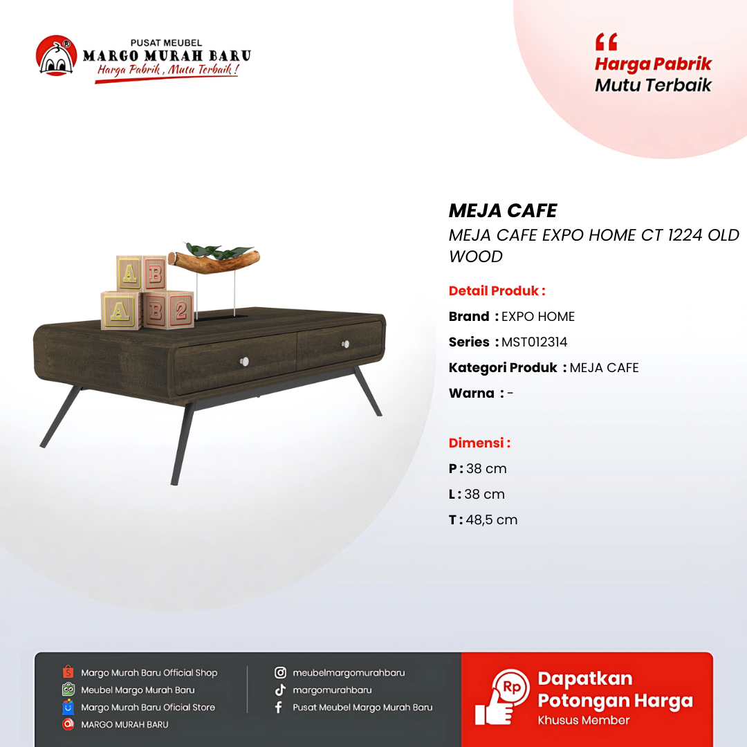 MEJA CAFE EXPO HOME CT 1224 OLD WOOD